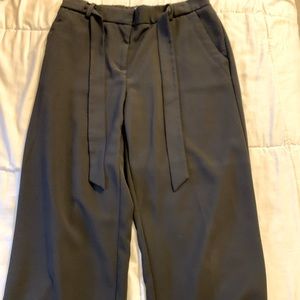 Black cropped wide leg dress pants